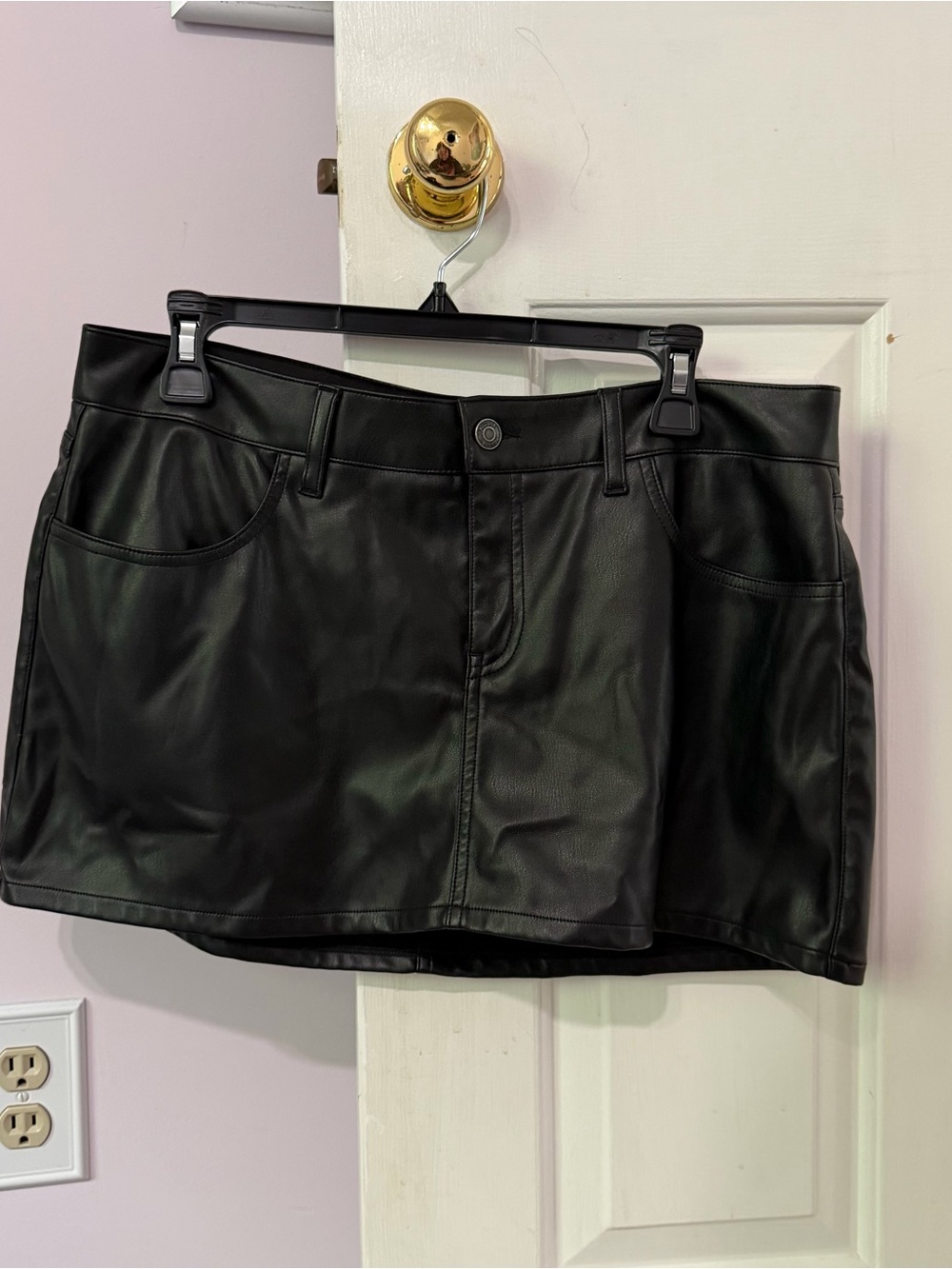 Hollister Black Faux Leather Mini Skirt